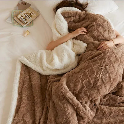 Cozy Fleece Lined Throw Blanket with Reversible Sherpa