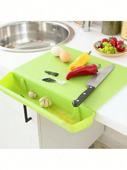 2-in-1 Cutting Board with Removable Tray and Clip-On Waste Holder