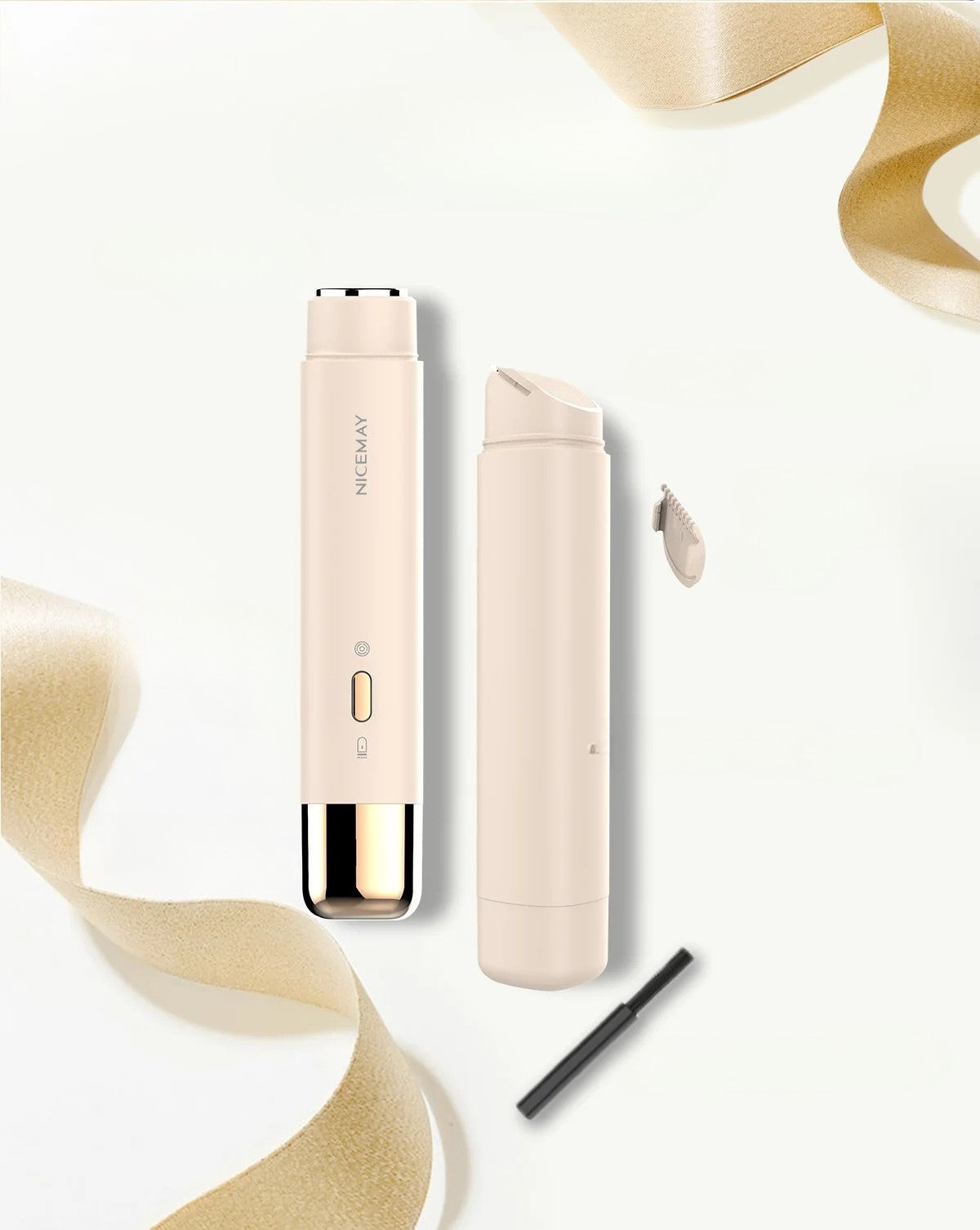 Minimalist Beige Facial Epilator with Glossy Finish