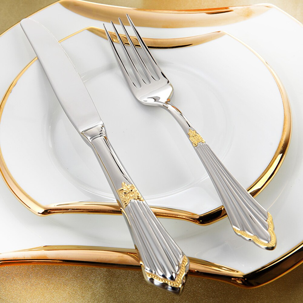 Gold Accented Stainless Steel Cutlery Set