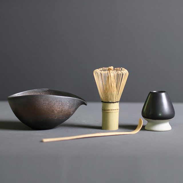 Traditional Japanese Bamboo and Ceramic Matcha Tea Set