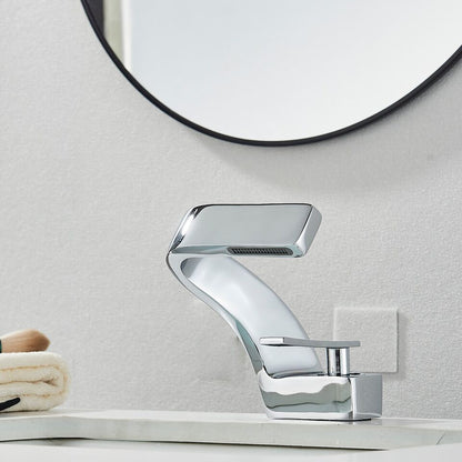 Modern Sleek Chrome Faucet With Waterfall Outlet
