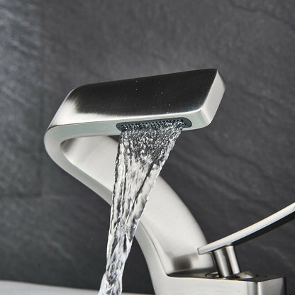 Modern Sleek Chrome Faucet With Waterfall Outlet