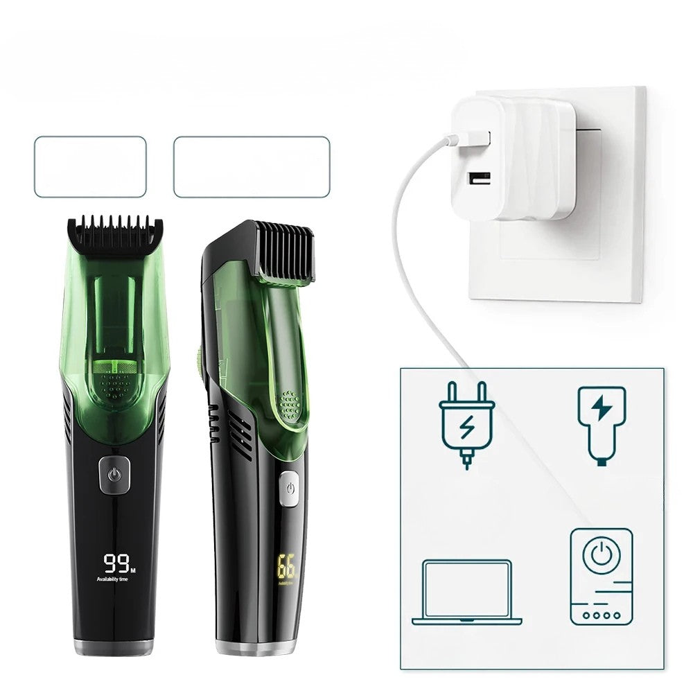 Vacuum-Enhanced Electric Hair Trimmer with LED Display