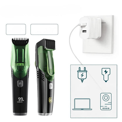 Vacuum-Enhanced Electric Hair Trimmer with LED Display