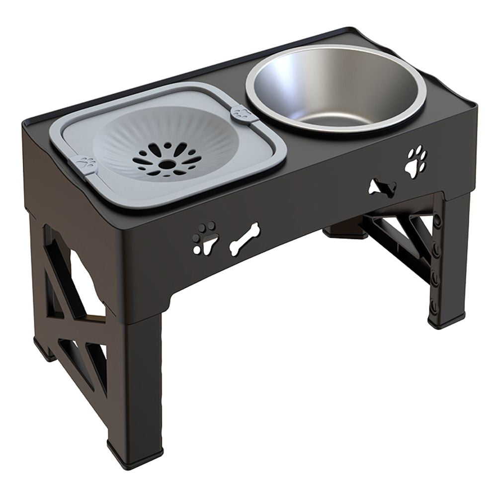 Adjustable Raised Slow Feed Dog Bowl Elevated Pet Feeder with Non-Slip Base