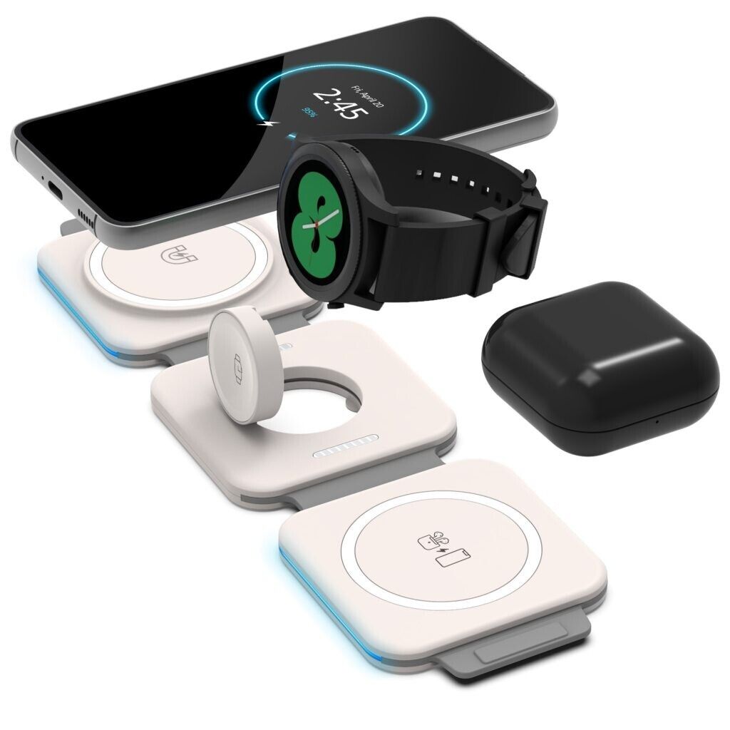 3-in-1 Travel Charger Wireless Dual USB Ports Portable Power Adapter