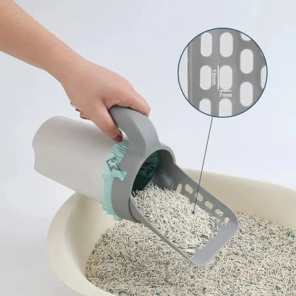 Cat Litter Scoop with Built-In Waste Container and Bag Holder