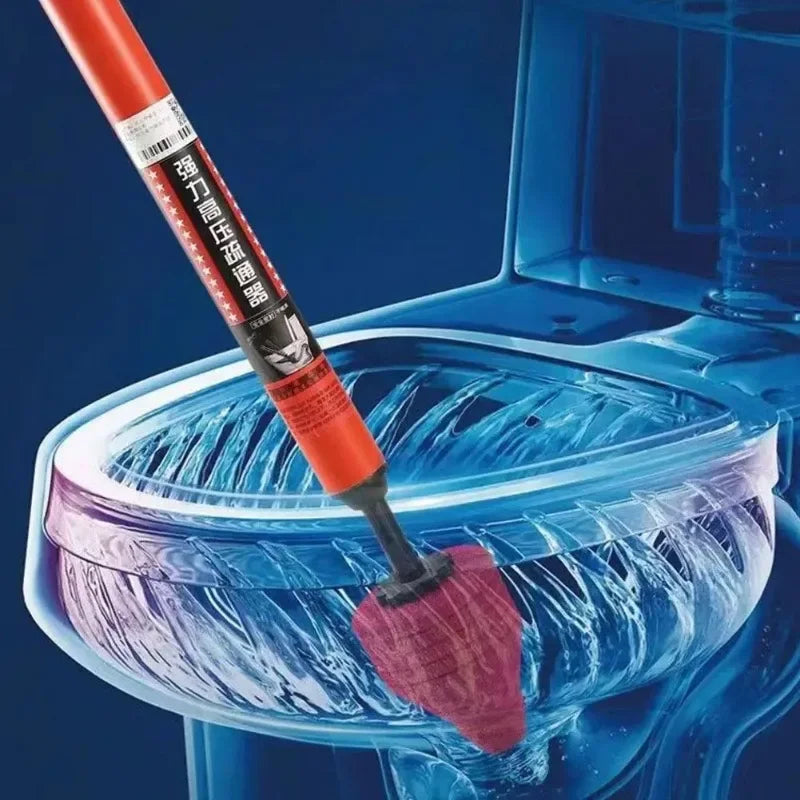 High-Pressure Air-Powered Toilet Plunger With Multiple Attachments