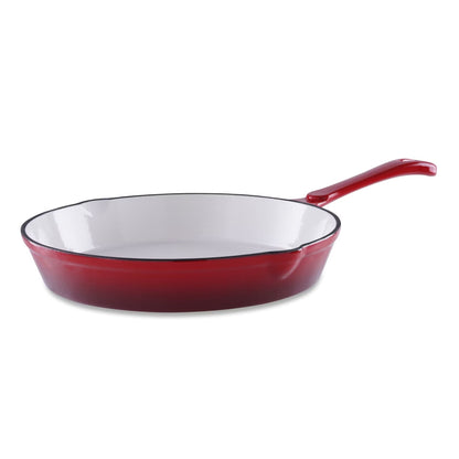 Cast Iron Enameled Fry Pan 16 Inch Ombre Red Nonstick Searing Pan