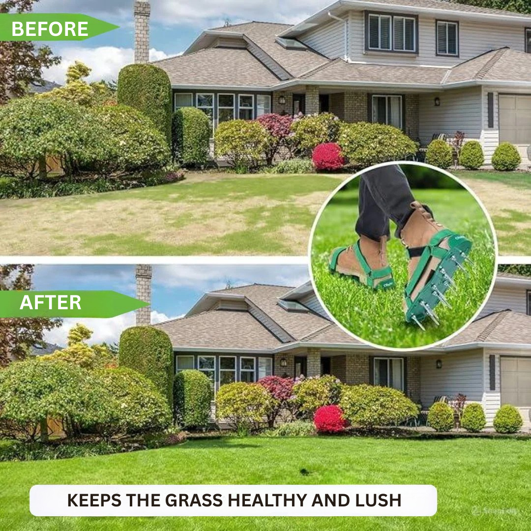 Lawn Aeration Shoes with Metal Spikes for Healthy Grass Growth