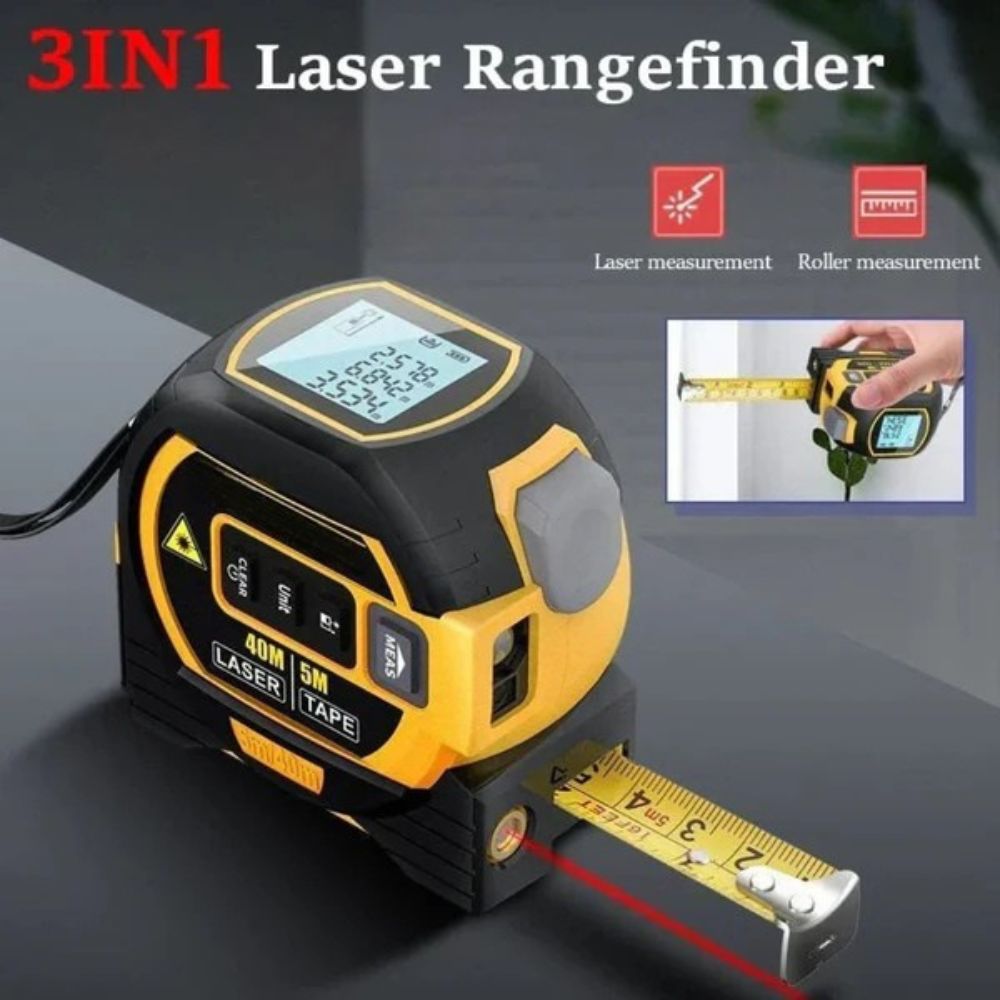 Infrared Laser Distance Meter 3-in-1 With Tape Measure and LCD Display