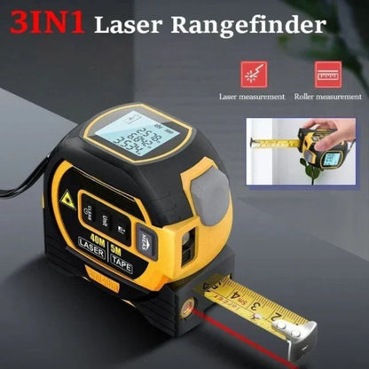 Infrared Laser Distance Meter 3-in-1 With Tape Measure and LCD Display