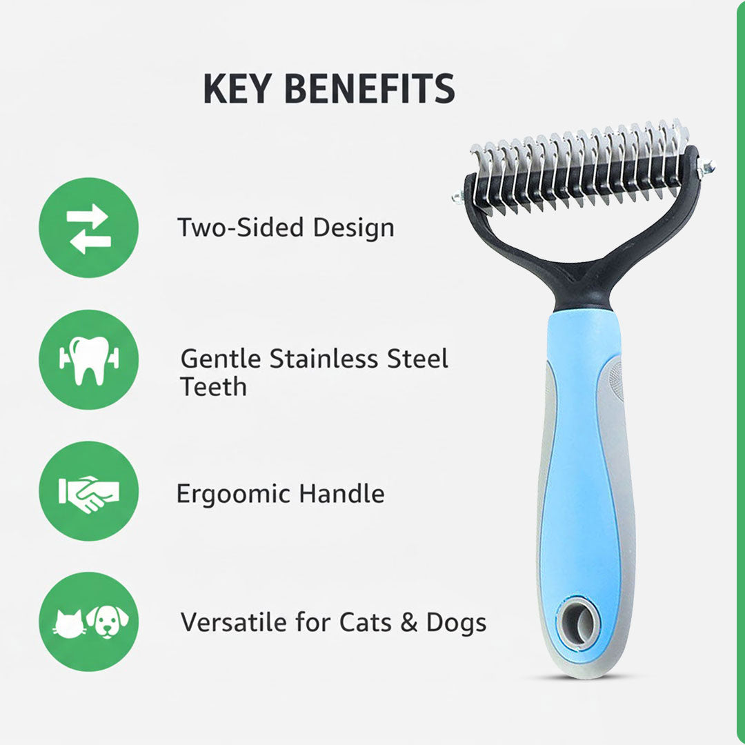 Two-Sided Detangling Pet Comb Stainless Steel Teeth for Cats Dogs
