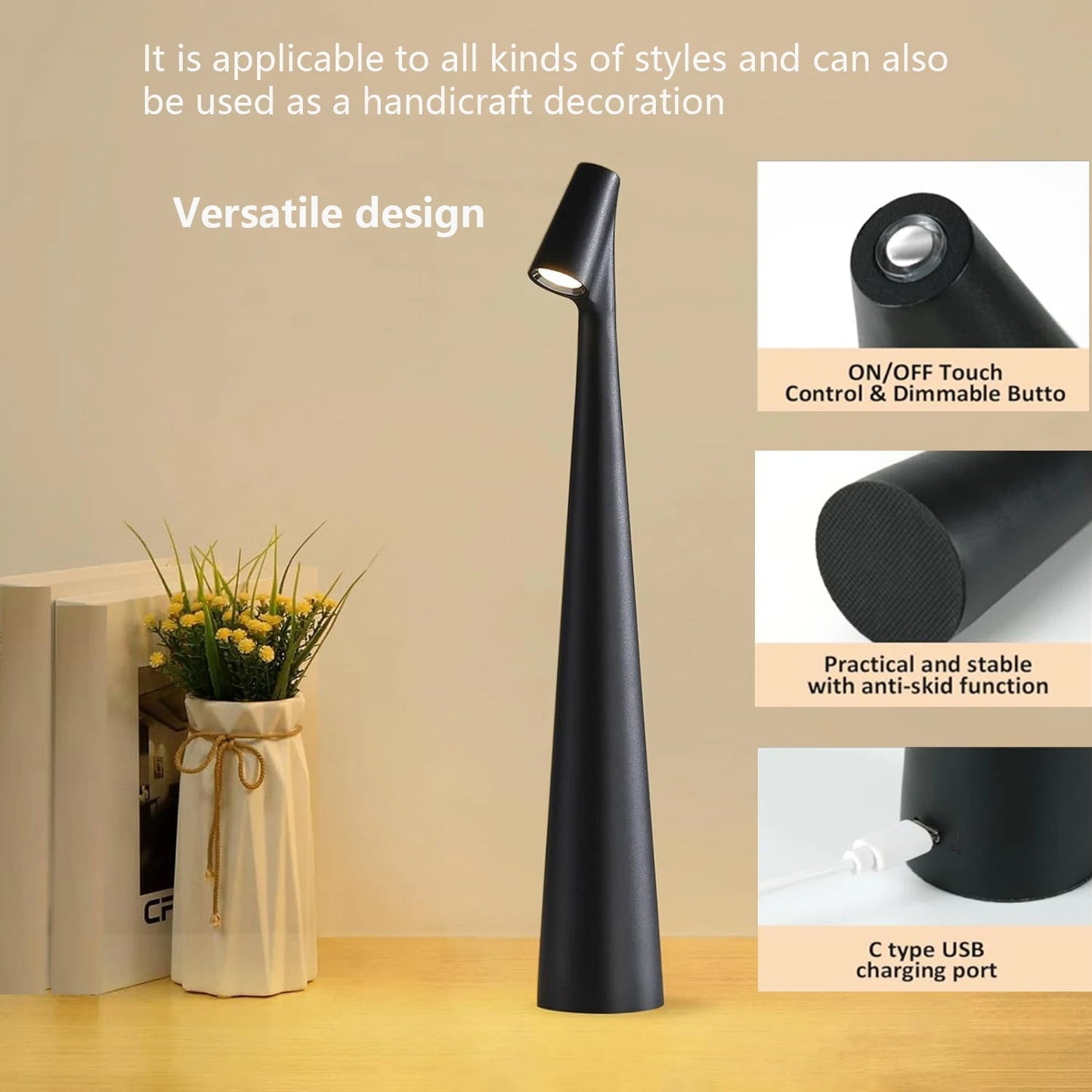 Rechargeable Touch Control Reading Lamp with Tri-Color Dimming