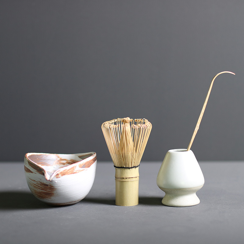 Traditional Japanese Bamboo and Ceramic Matcha Tea Set
