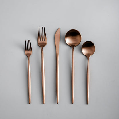 Minimalist Matte Gold Stainless Steel Cutlery Set