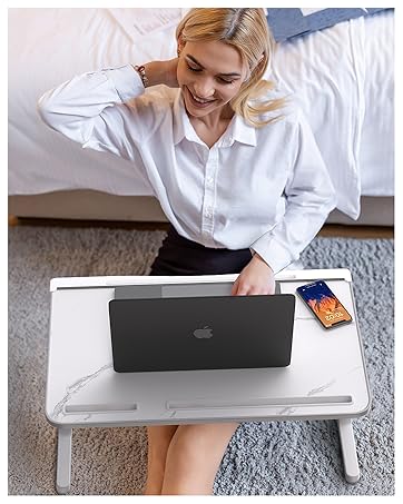 Adjustable Laptop Bed Stand with Foldable Desk and Storage Drawer