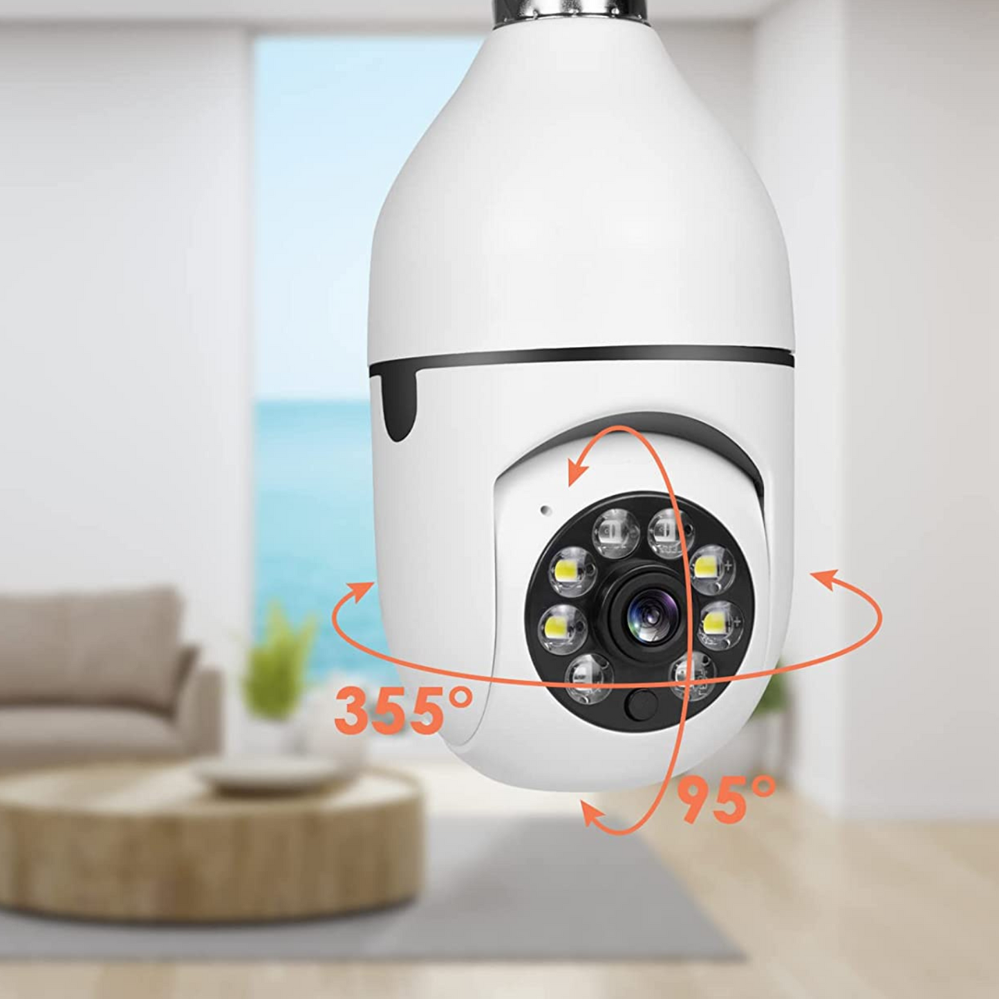 Wifi Light Bulb Security Camera Indoor Outdoor 360° Rotating HD