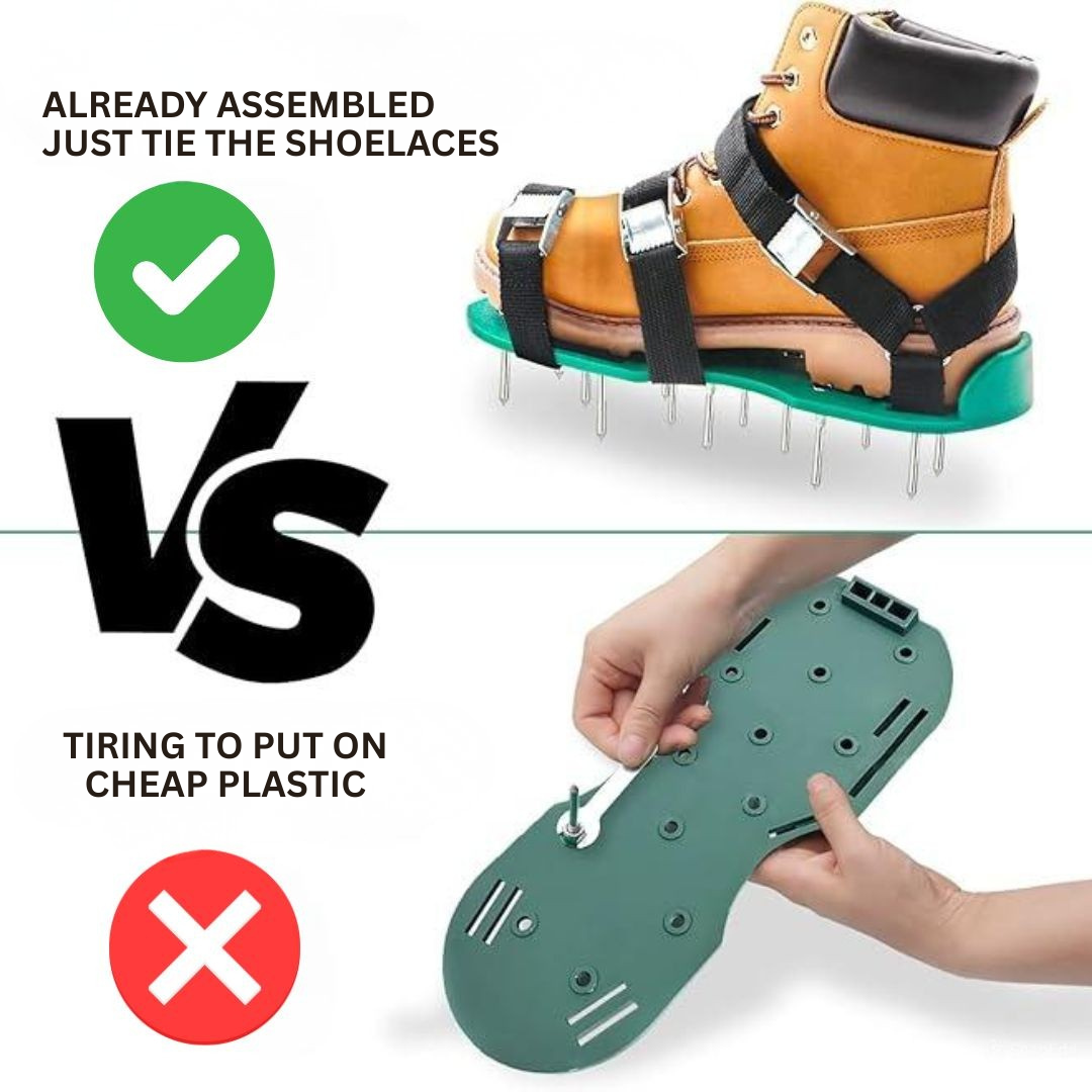 Lawn Aeration Shoes with Metal Spikes for Healthy Grass Growth