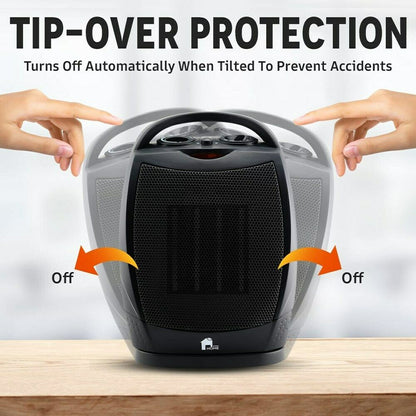 Portable Electric Space Heater Quiet Oscillating Fan with Thermostat