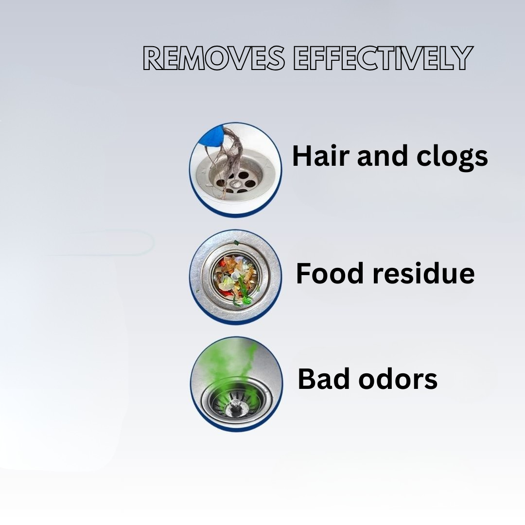 Powerful Drain Cleaner for Hair, Clogs & Odor Removal Fast