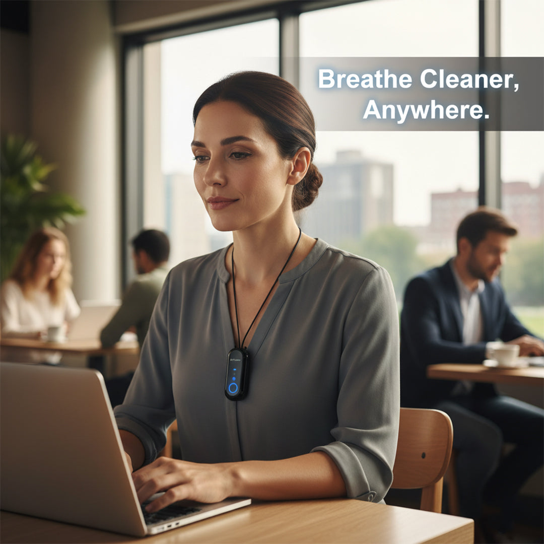 Wearable Personal Air Purifier Necklace With USB Charging And Negative Ion Tech