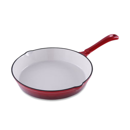 Cast Iron Enameled Fry Pan 16 Inch Ombre Red Nonstick Searing Pan