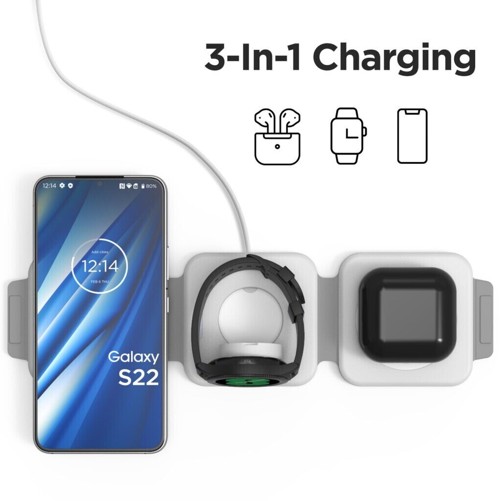 3-in-1 Travel Charger Wireless Dual USB Ports Portable Power Adapter