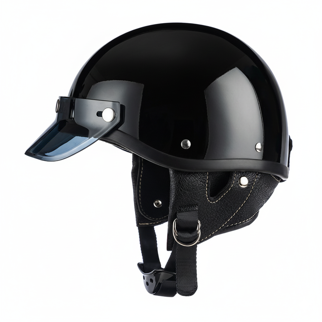 Vintage Half Open Motorcycle Helmet with Tinted Visor