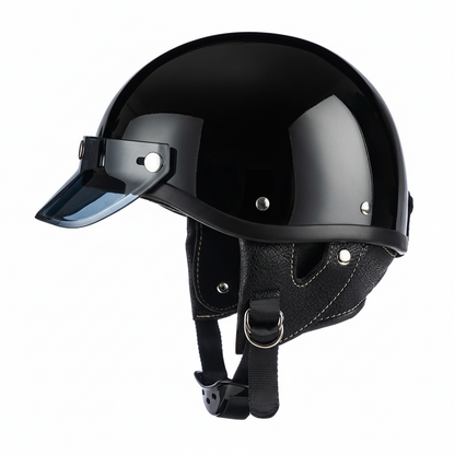 Vintage Half Open Motorcycle Helmet with Tinted Visor
