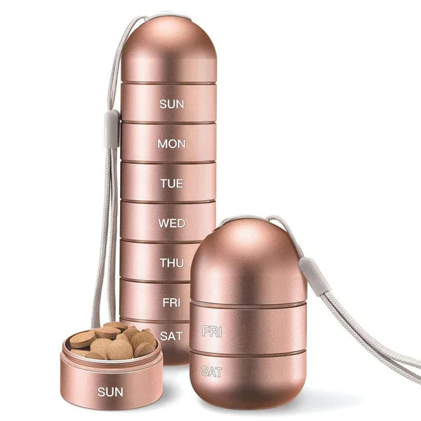 7 Days Aluminum Portable Pill Organizer Pill Box Travel Container