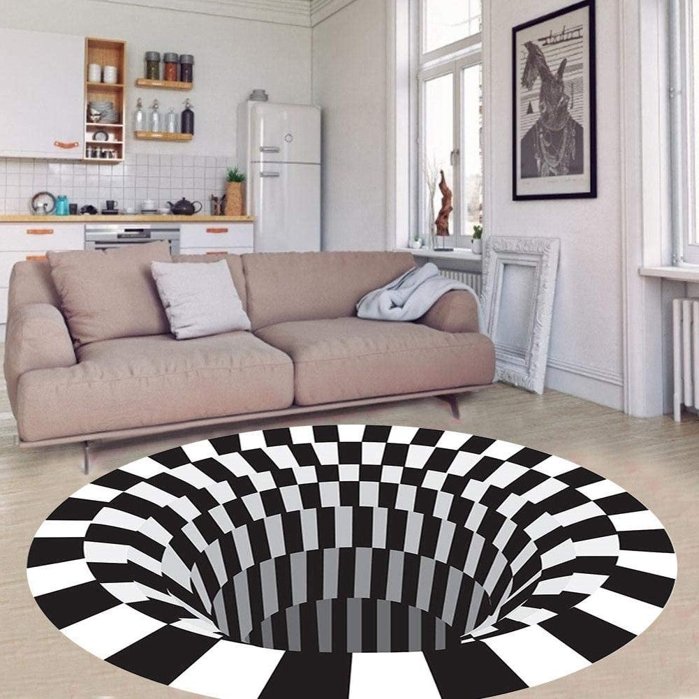 3D Vortex Illusion Rug Black Hole Optical Illusion Carpet