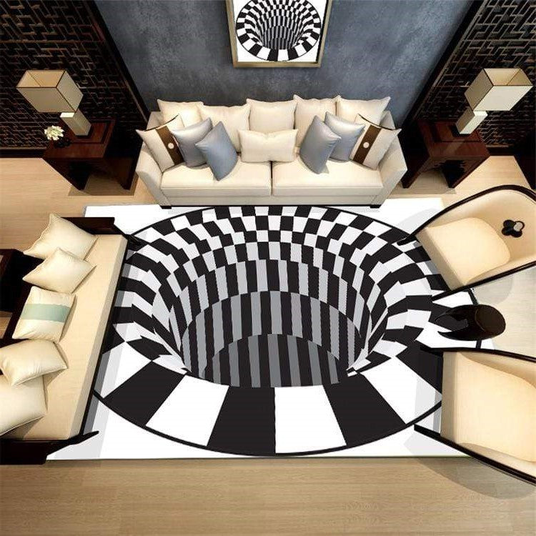 3D Vortex Illusion Rug Black Hole Optical Illusion Carpet