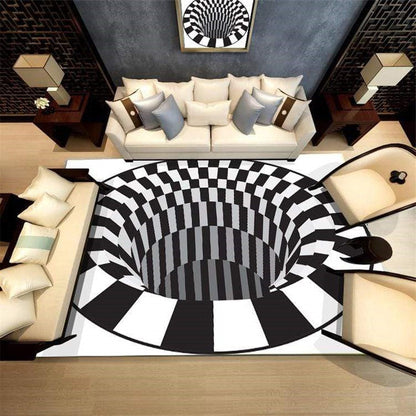 3D Vortex Illusion Rug Black Hole Optical Illusion Carpet