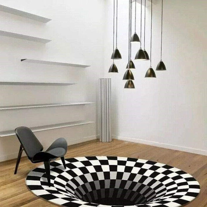 3D Vortex Illusion Rug Black Hole Optical Illusion Carpet