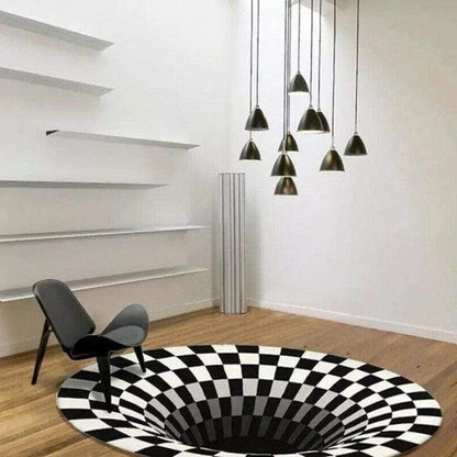 3D Vortex Illusion Rug Black Hole Optical Illusion Carpet