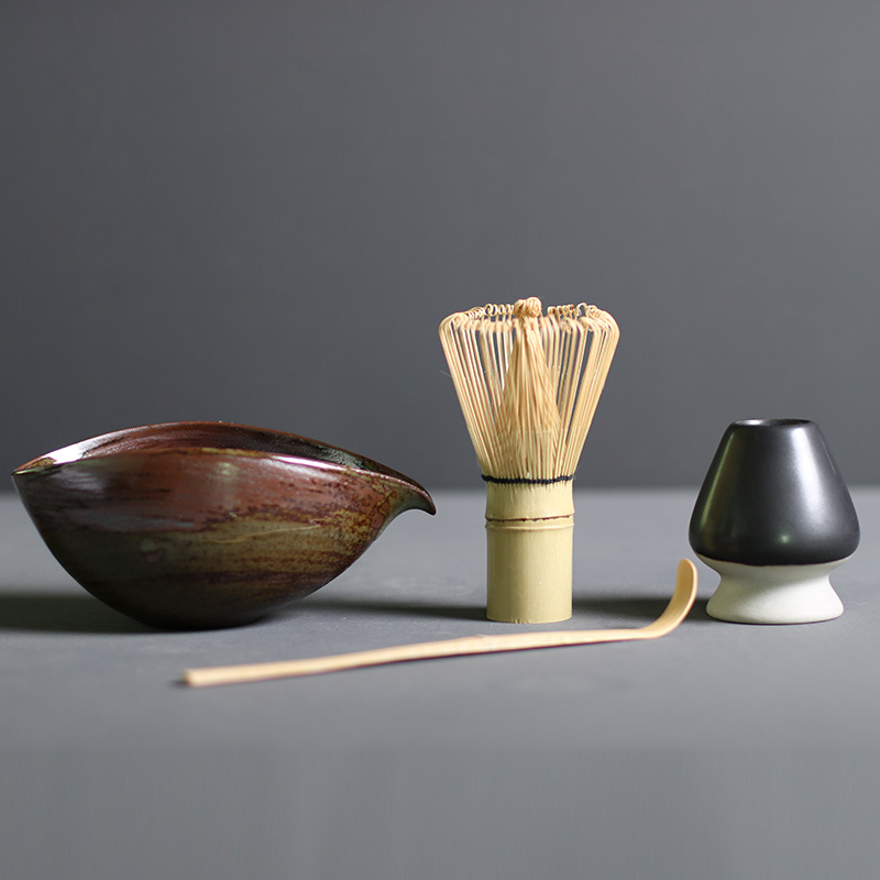 Traditional Japanese Bamboo and Ceramic Matcha Tea Set