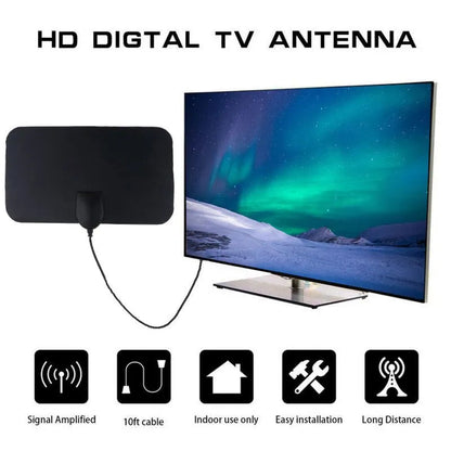 Indoor TV Antenna Long Range 50 Miles Flat Digital HDTV Signal Receiver
