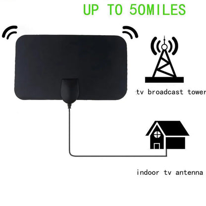 Indoor TV Antenna Long Range 50 Miles Flat Digital HDTV Signal Receiver