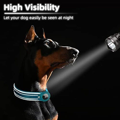 AirTag Dog Collar with Reflective Stitching and Durable Nylon Design