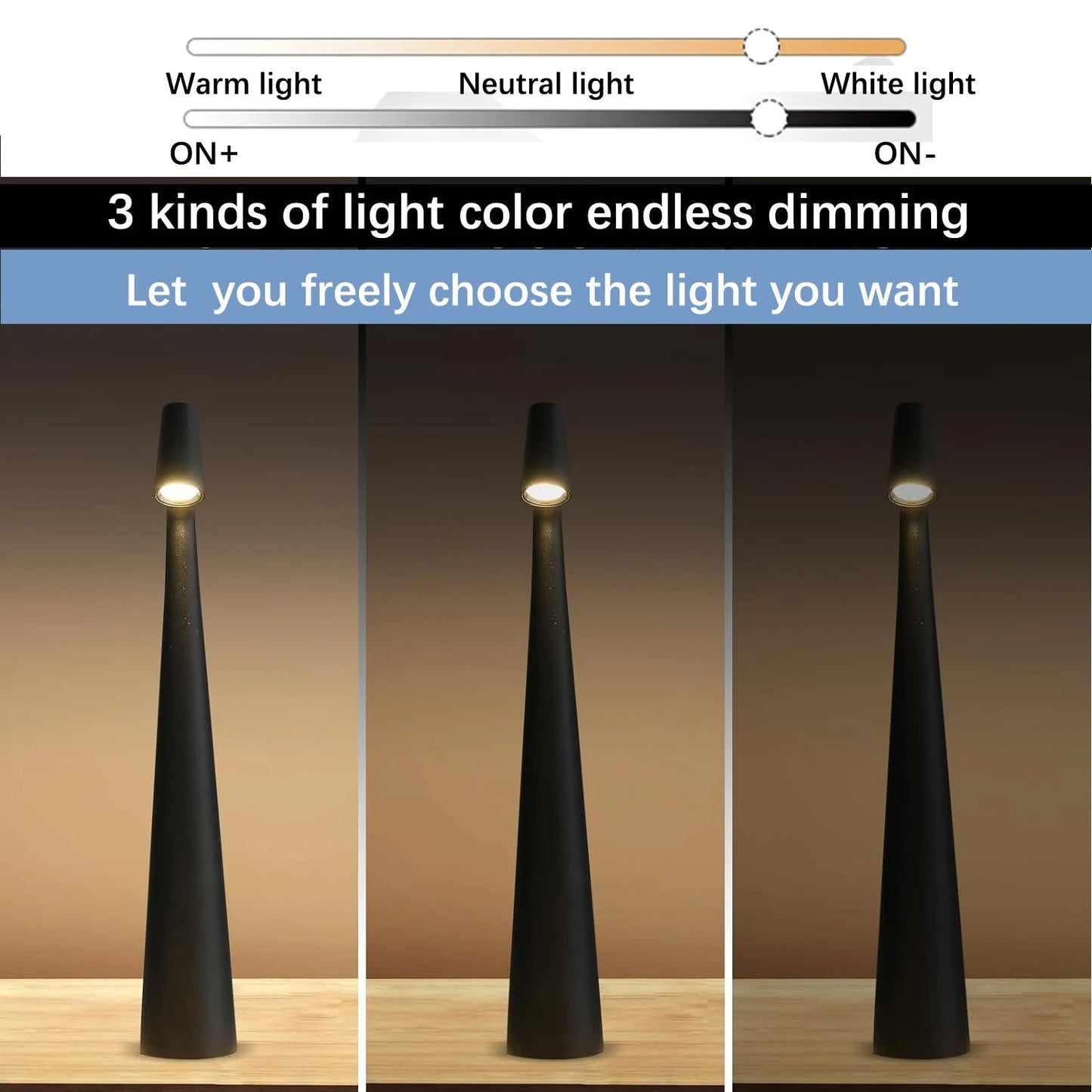 Rechargeable Touch Control Reading Lamp with Tri-Color Dimming