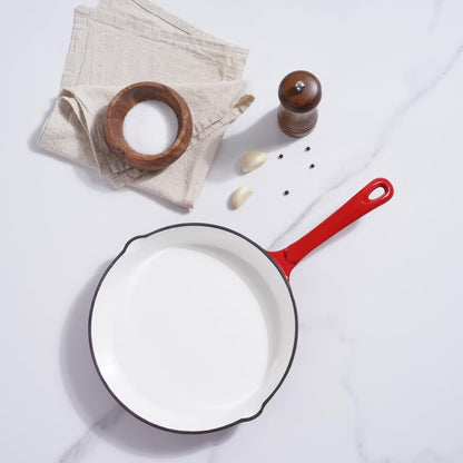 Cast Iron Enameled Fry Pan 16 Inch Ombre Red Nonstick Searing Pan