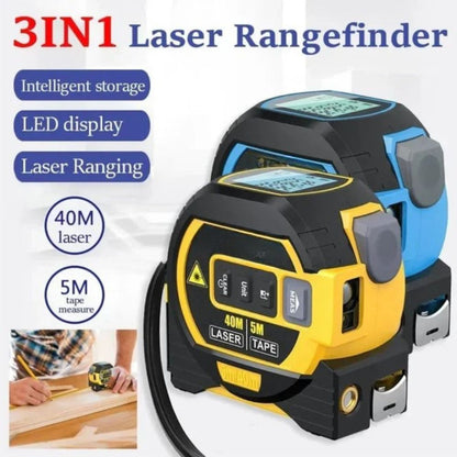 Infrared Laser Distance Meter 3-in-1 With Tape Measure and LCD Display