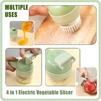 4-in-1 Electric Food Cutter with Chopping, Slicing, Shredding, Grating
