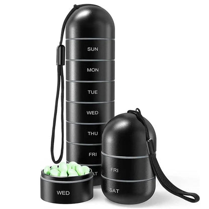 7 Days Aluminum Portable Pill Organizer Pill Box Travel Container