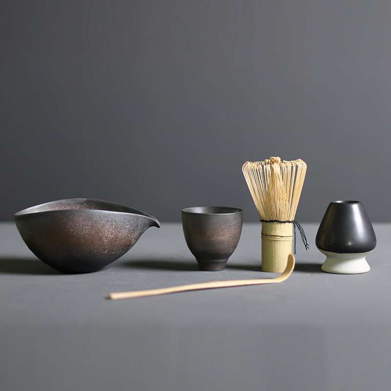 Traditional Japanese Bamboo and Ceramic Matcha Tea Set