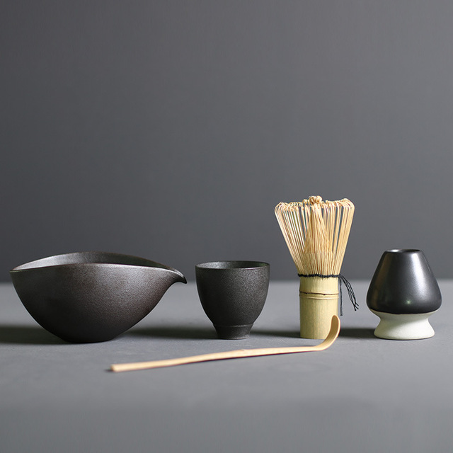 Traditional Japanese Bamboo and Ceramic Matcha Tea Set