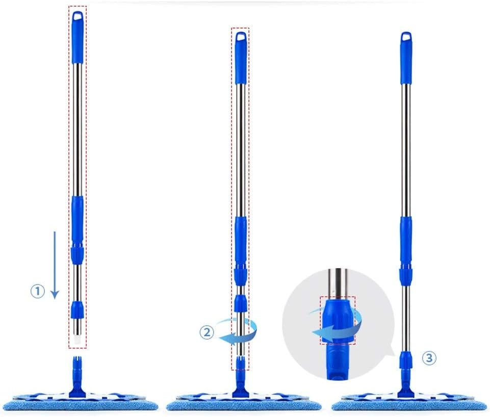 Adjustable Floor Mop with 360° Rotating Head and Washable Pads