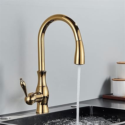 Modern Brass Pull-Out Kitchen Faucet